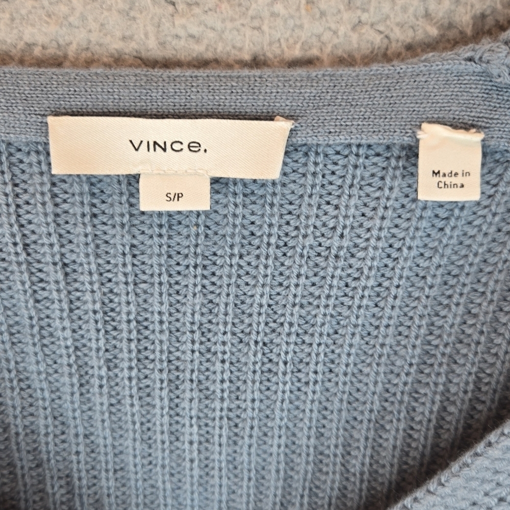 Vince Womens Sweater Sz S Wool-Cashmere Blend Soft Cozy Pull Shaker Stitch Blue - Picture 5 of 11